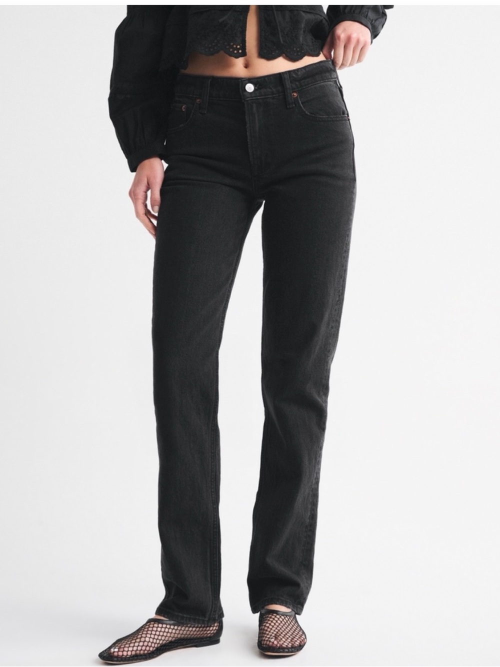 Abercrombie & Fitch Black The 90’s Straight-Leg Mid Rise Women's Jeans
